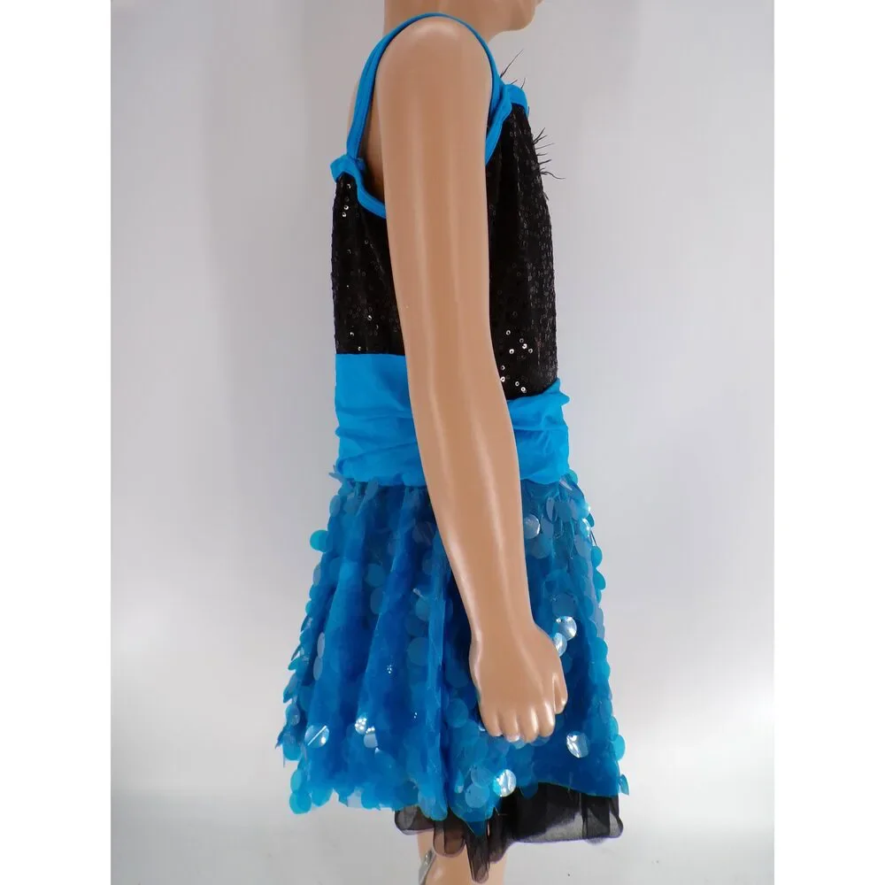 Pre-Owned Dance Costume Weissman 7806 Medium Child Turquoise Dress Jazz Musical